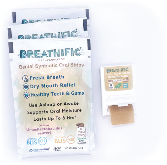 Breathific Dental Synbiotic Oral Strips Plain Color -- 3-Pack (30 strips)