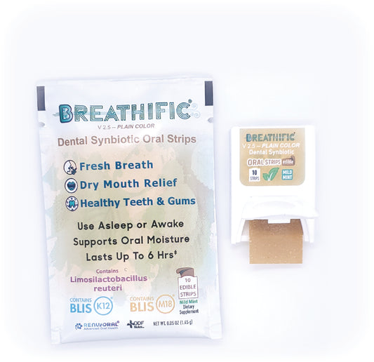 Breathific Dental Synbiotic Oral Strips Plain Color -- 1--Pack (10 strips)
